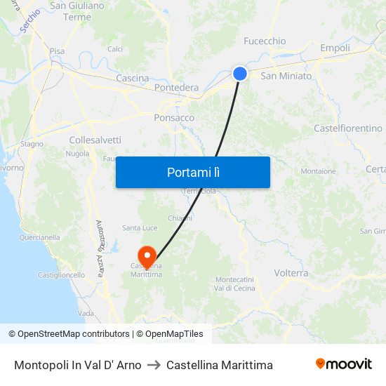 Montopoli In Val D' Arno to Castellina Marittima map