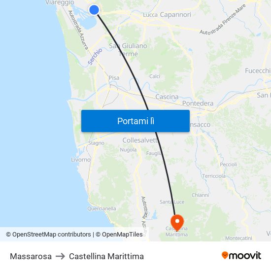 Massarosa to Castellina Marittima map