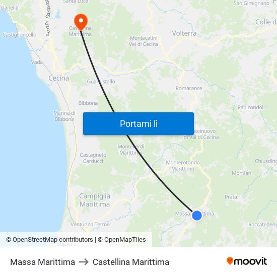 Massa Marittima to Castellina Marittima map