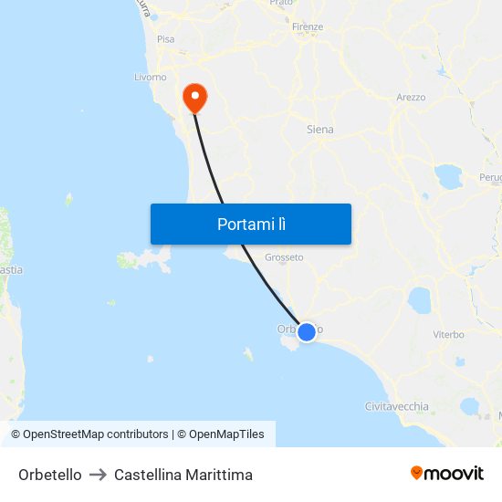 Orbetello to Castellina Marittima map