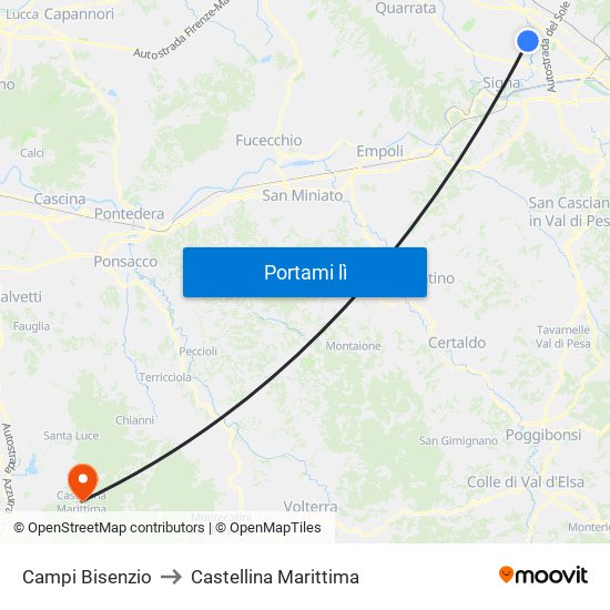 Campi Bisenzio to Castellina Marittima map