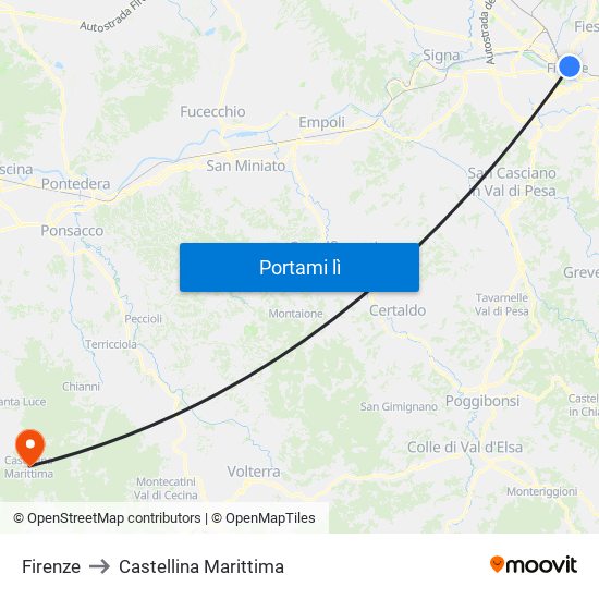 Firenze to Castellina Marittima map