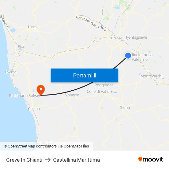 Greve In Chianti to Castellina Marittima map
