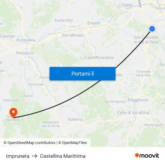 Impruneta to Castellina Marittima map