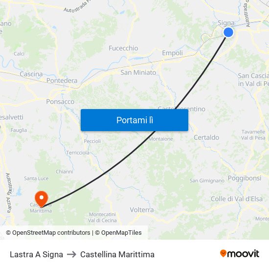 Lastra A Signa to Castellina Marittima map