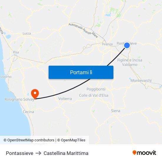 Pontassieve to Castellina Marittima map