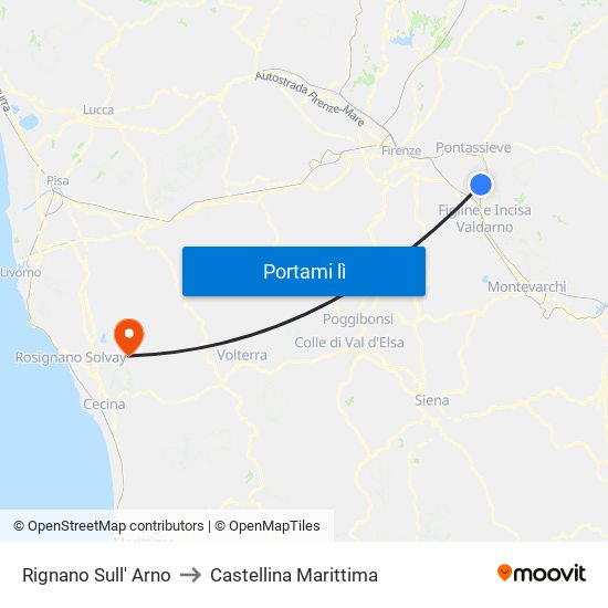 Rignano Sull' Arno to Castellina Marittima map