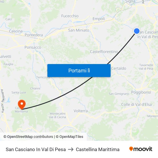 San Casciano In Val Di Pesa to Castellina Marittima map