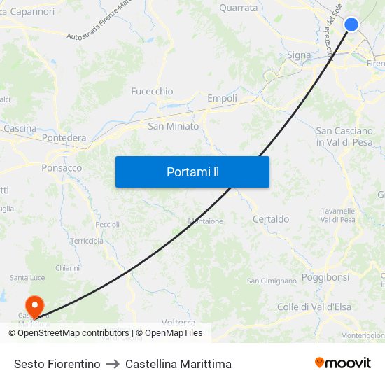 Sesto Fiorentino to Castellina Marittima map