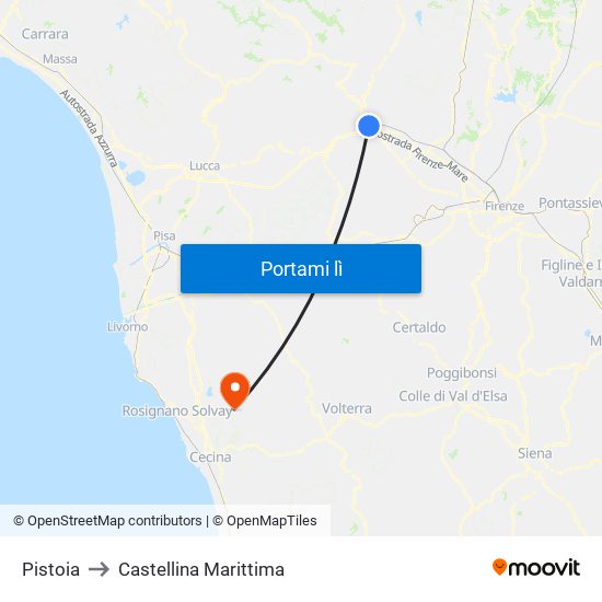 Pistoia to Castellina Marittima map