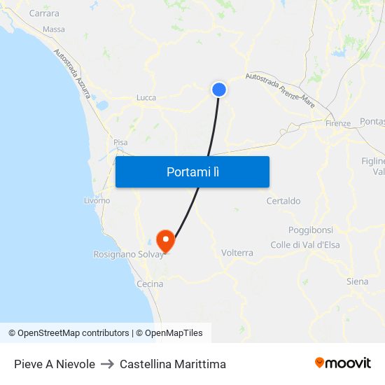 Pieve A Nievole to Castellina Marittima map