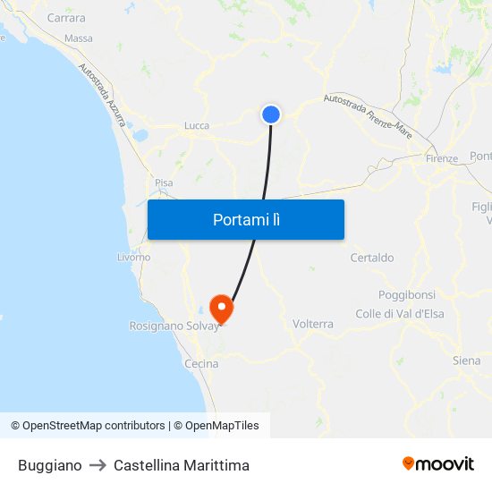 Buggiano to Castellina Marittima map