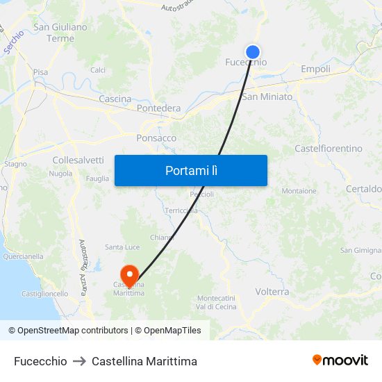 Fucecchio to Castellina Marittima map