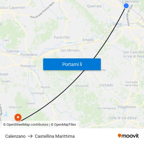 Calenzano to Castellina Marittima map