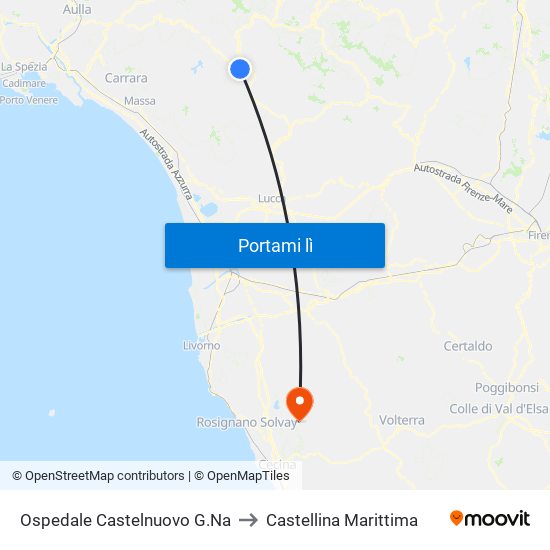 Ospedale Castelnuovo G.Na to Castellina Marittima map