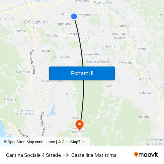 Cantina Sociale 4 Strade to Castellina Marittima map