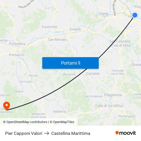 Pier Capponi Valori to Castellina Marittima map