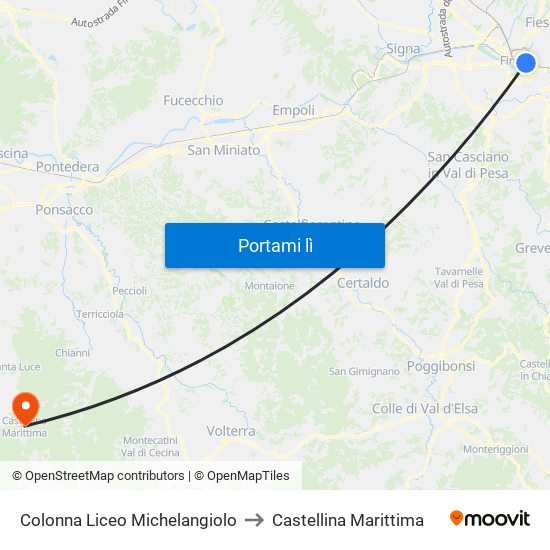 Colonna Liceo Michelangiolo to Castellina Marittima map