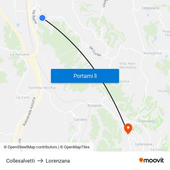 Collesalvetti to Lorenzana map