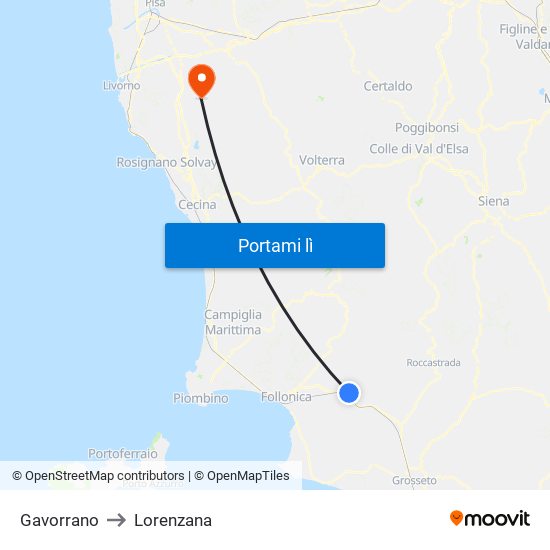 Gavorrano to Lorenzana map