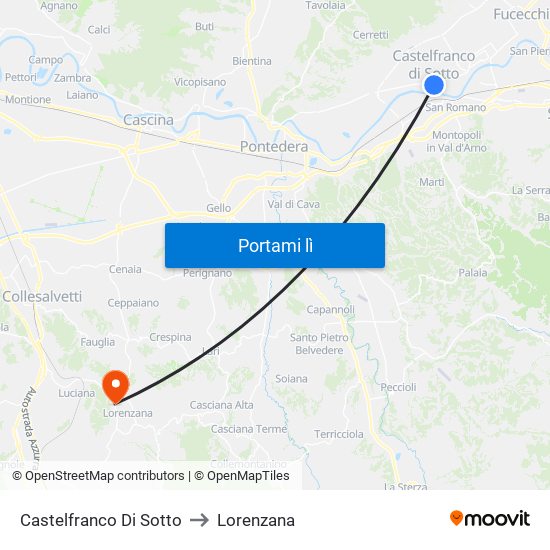 Castelfranco Di Sotto to Lorenzana map