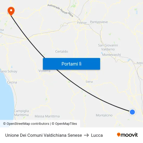 Unione Dei Comuni Valdichiana Senese to Lucca map