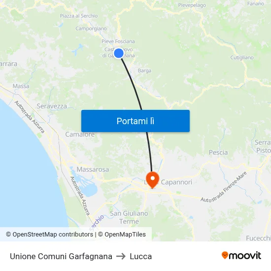 Unione Comuni Garfagnana to Lucca map