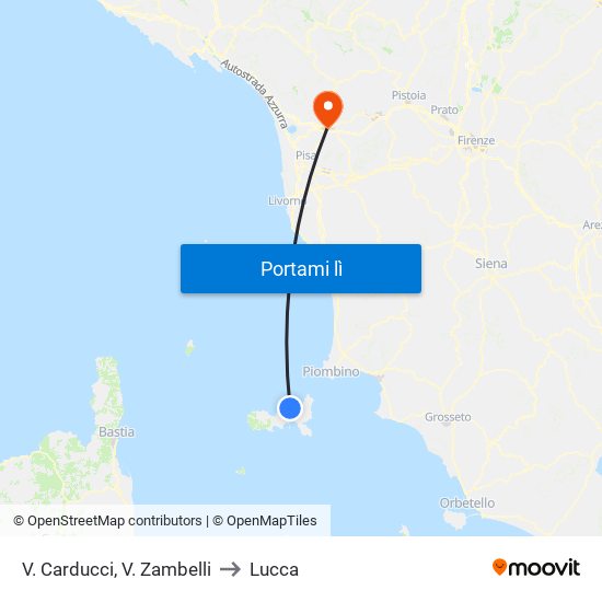 V. Carducci, V.  Zambelli to Lucca map