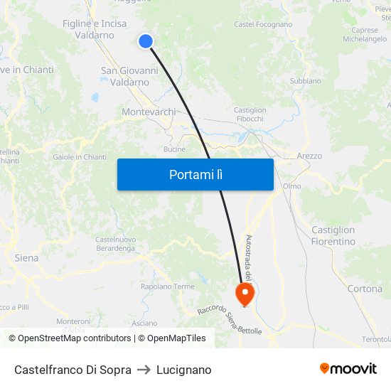 Castelfranco Di Sopra to Lucignano map