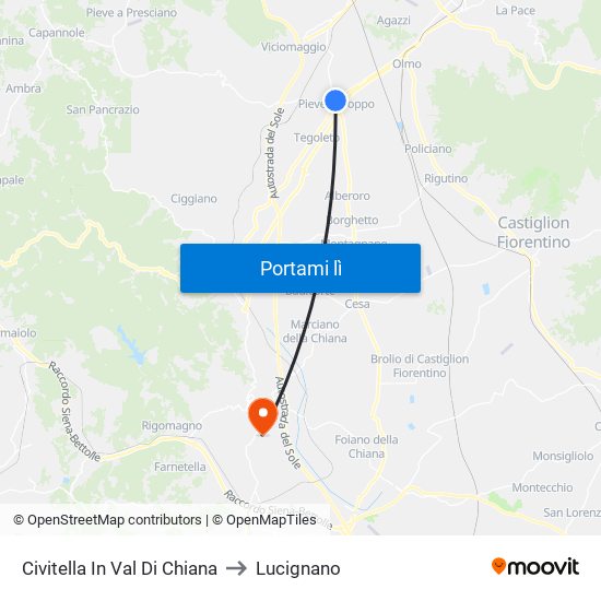 Civitella In Val Di Chiana to Lucignano map