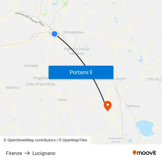 Firenze to Lucignano map