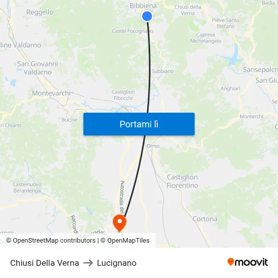 Chiusi Della Verna to Lucignano map