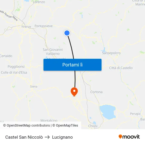 Castel San Niccolò to Lucignano map