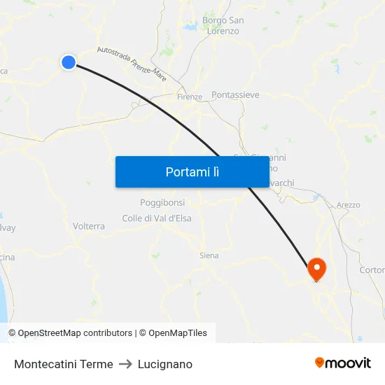 Montecatini Terme to Lucignano map