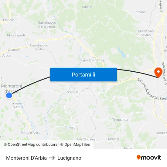 Monteroni D'Arbia to Lucignano map