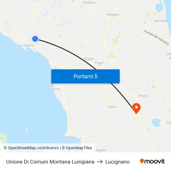 Unione Di Comuni Montana Lunigiana to Lucignano map