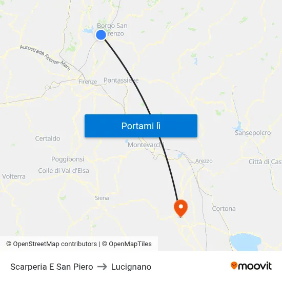 Scarperia E San Piero to Lucignano map