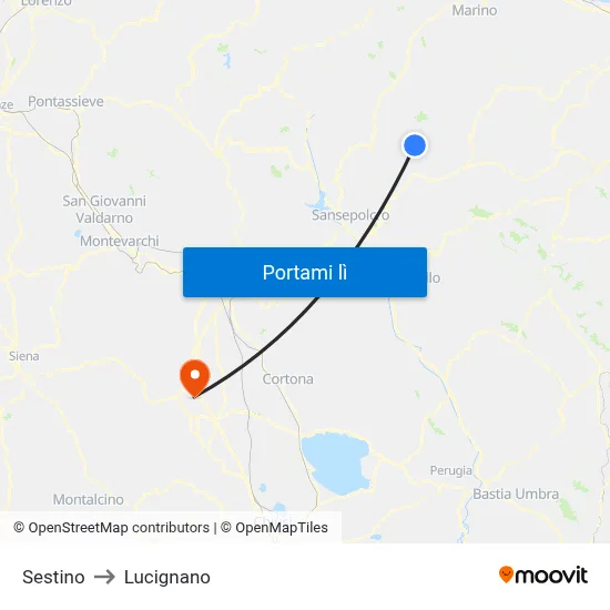 Sestino to Lucignano map
