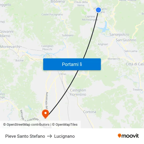 Pieve Santo Stefano to Lucignano map