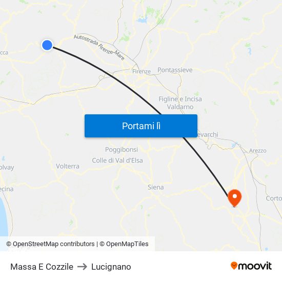 Massa E Cozzile to Lucignano map