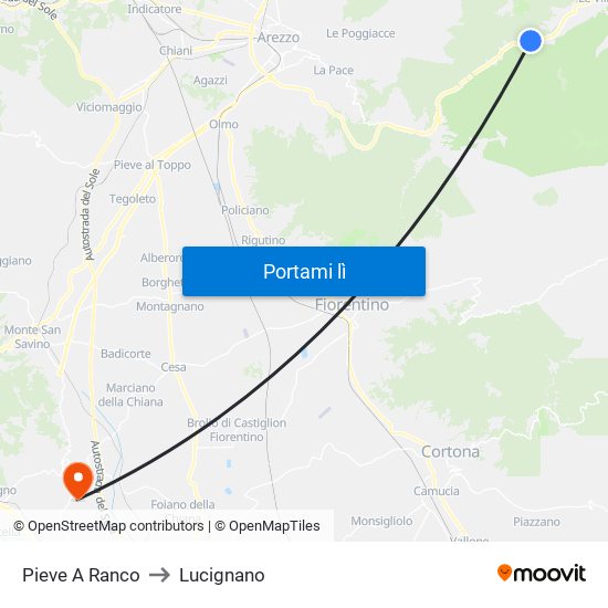 Pieve A Ranco to Lucignano map