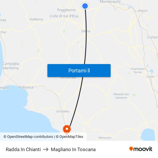 Radda In Chianti to Magliano In Toscana map