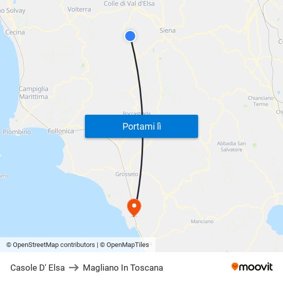 Casole D' Elsa to Magliano In Toscana map