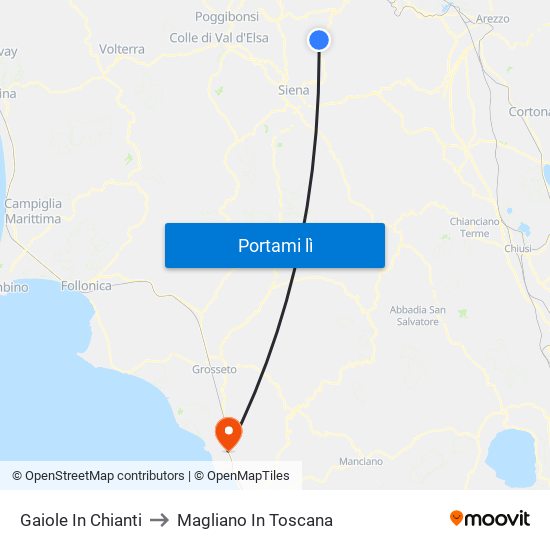 Gaiole In Chianti to Magliano In Toscana map