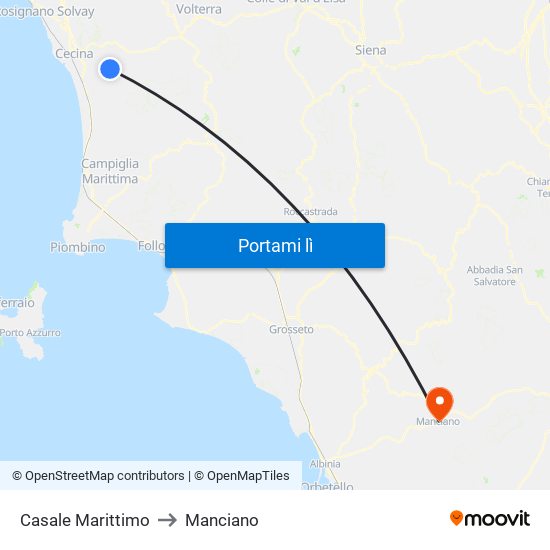 Casale Marittimo to Manciano map