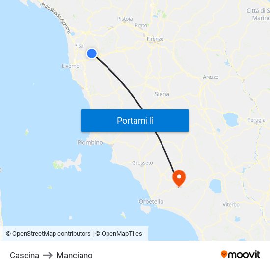Cascina to Manciano map