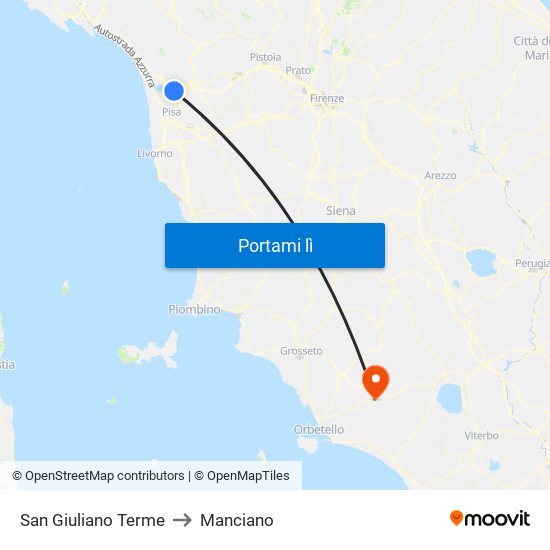 San Giuliano Terme to Manciano map