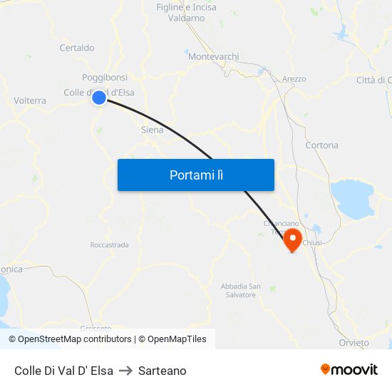 Colle Di Val D' Elsa to Sarteano map