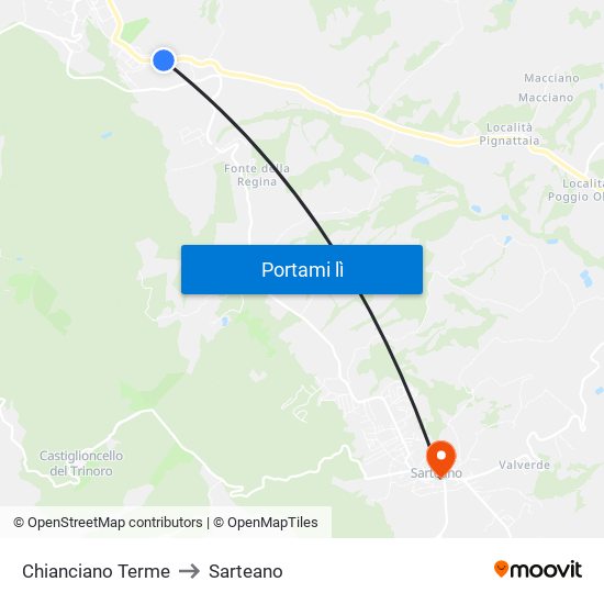 Chianciano Terme to Sarteano map