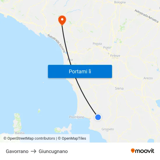 Gavorrano to Giuncugnano map